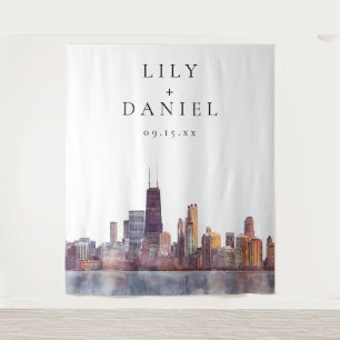 Chicago Skyline Wedding Photo Backdrop