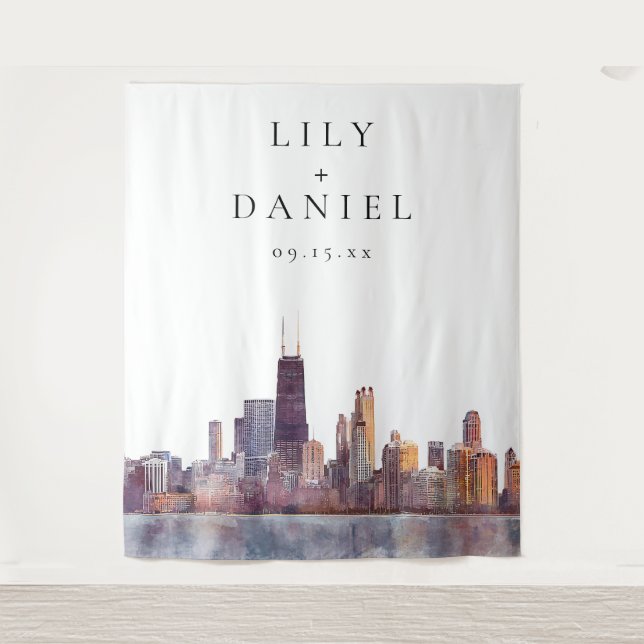 Chicago Skyline Wedding Photo Backdrop (Front)