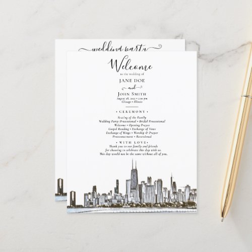 Chicago Skyline Wedding Program 