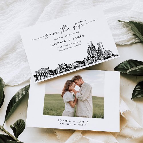 Chicago Skyline Wedding Save the Date Card