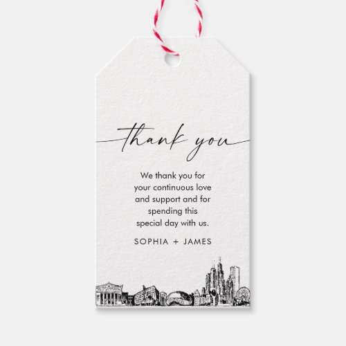 Chicago Skyline Wedding Thank You Favor Tag