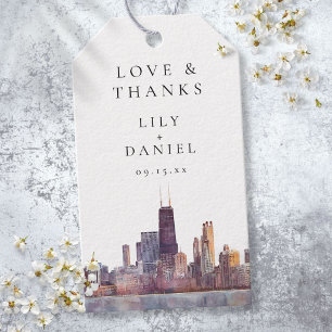 Chicago Skyline Wedding Thank You Gift Tags