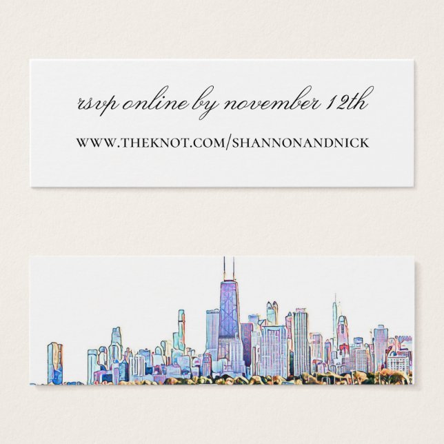 Chicago Skyline Wedding Website Enclosure Card (Front & Back)