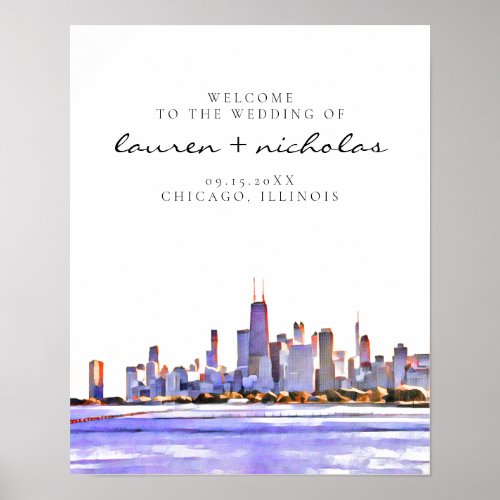 Chicago Skyline Wedding Welcome Sign