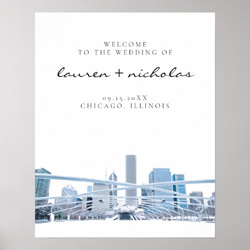 Chicago Skyline Wedding Welcome Sign