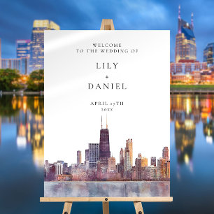 Chicago Skyline Wedding Welcome Sign