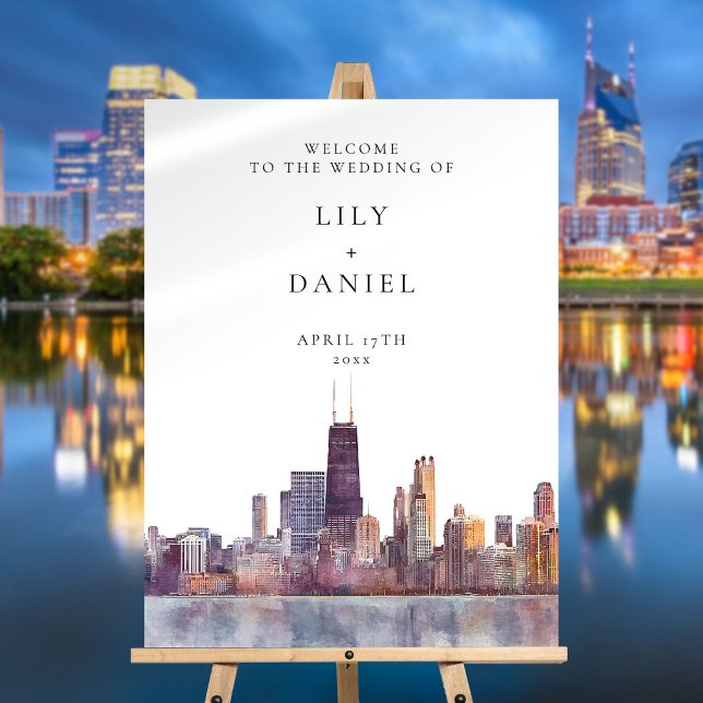 Chicago Skyline Wedding Welcome Sign (Chicago Skyline Wedding Welcome Sign)
