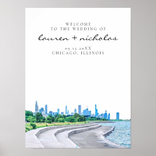 Chicago Skyline Wedding Welcome Sign