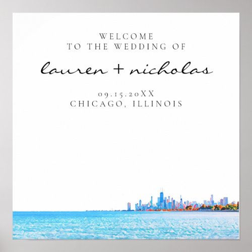 Chicago Skyline Wedding Welcome Sign