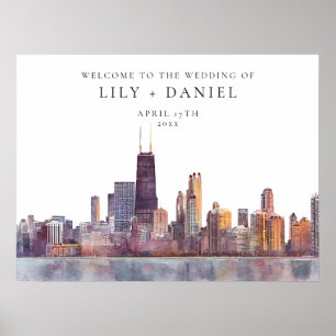Chicago Skyline Wedding Welcome Sign