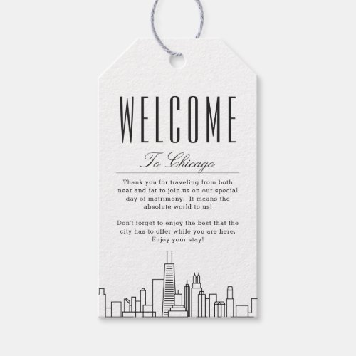 Chicago Skyline  Welcome Message Gift Tags