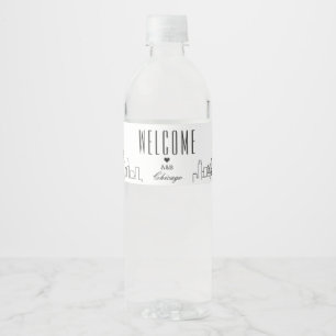 Chicago Skyline   Welcome Message Water Bottle Label