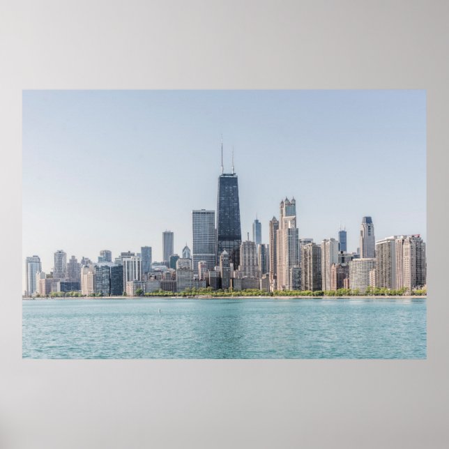 Chicago Skyline With Lake Michigan Poster (Front)