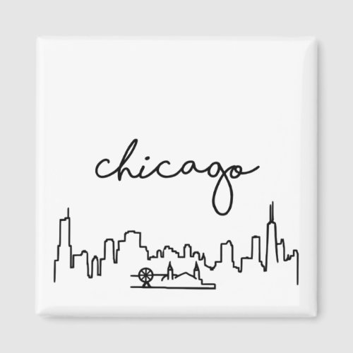 Chicago Skyline with Navy Pier Small Magnet