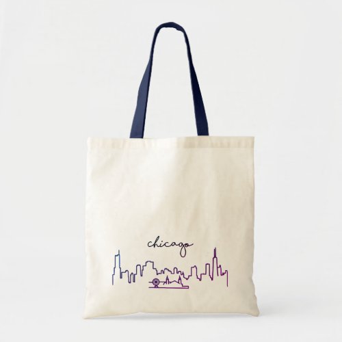 Chicago Skyline with Navy Pier Tote Bag