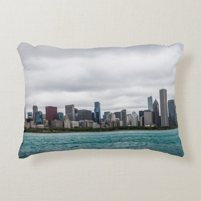 Chicago skylinechicago, skyline, aerial, architect accent pillow (Front)