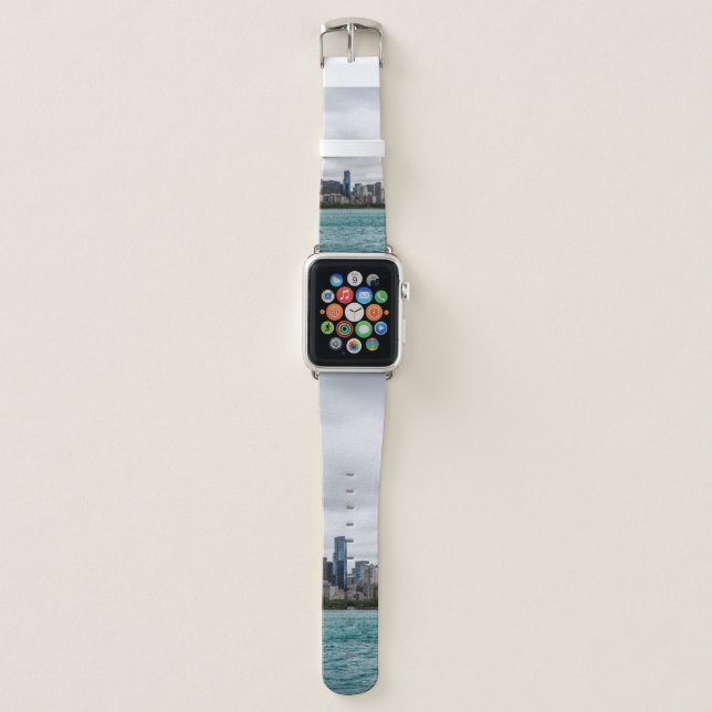 Chicago skylinechicago, skyline, aerial, architect apple watch band (Front)