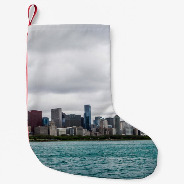 Chicago skylinechicago, skyline, aerial, architect small christmas stocking (Front)