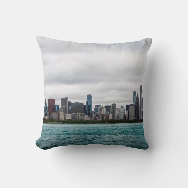 Chicago skylinechicago, skyline, aerial, architect throw pillow (Front)