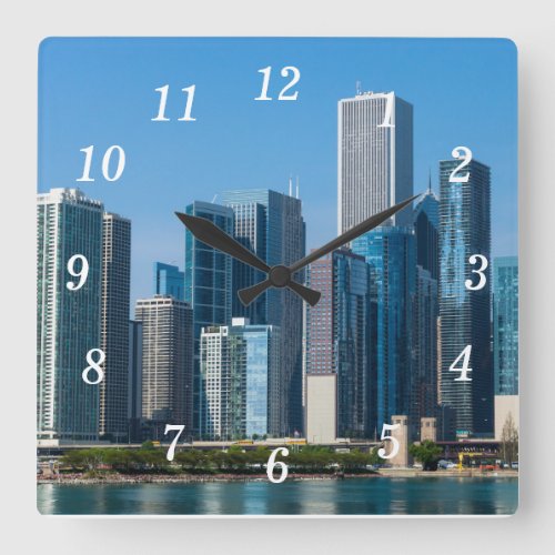 Chicago Skyscrapers Square Wall Clock