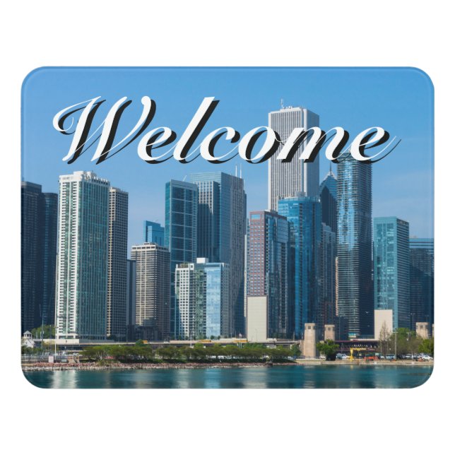 Chicago Skyscrapers Welcome Door Sign (Contemporary Front)