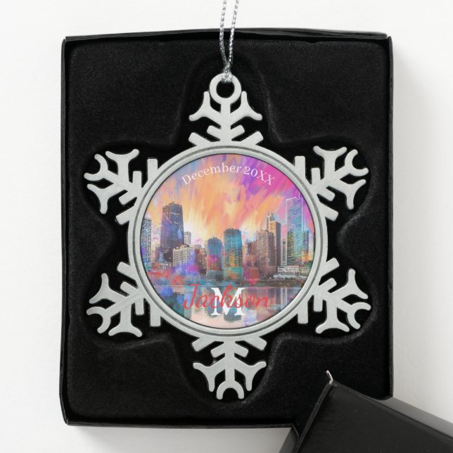 Chicago Snowflake Pewter Christmas ornament (Box)