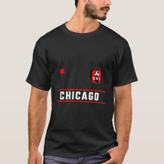 Chicago Soccer Jersey Mini Badge Fire Red Deep Blu T-Shirt