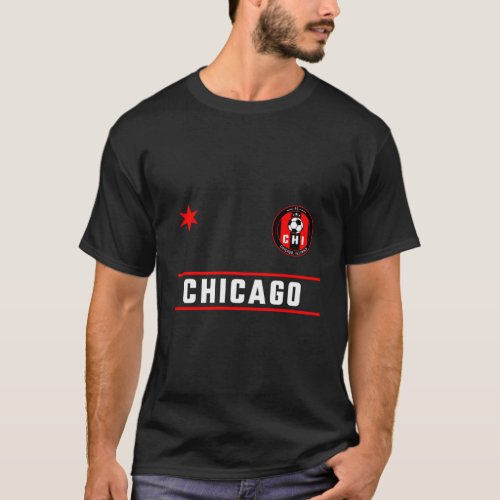 Chicago Soccer Jersey _ Mini Badge _ Fire Red Deep T_Shirt