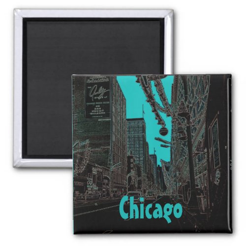 Chicago State Street  Christmas 1967 Glowing Edge Magnet