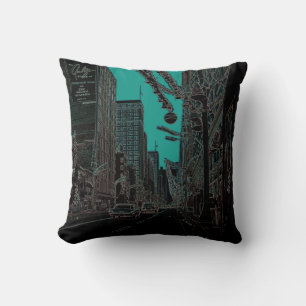 Chicago State Street @ Christmas 1967 Glowing Edge Throw Pillow
