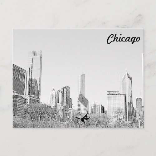 Chicago Stencil Skyline Postcard