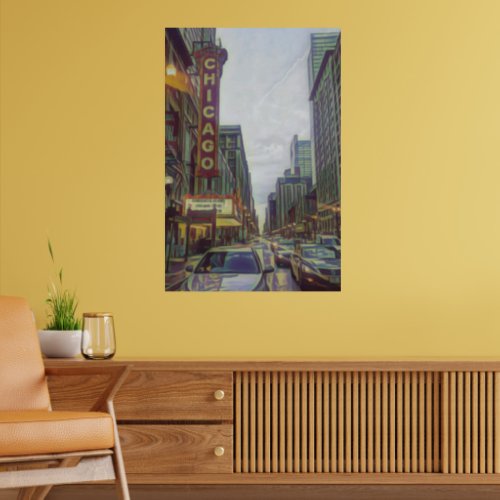 Chicago Streets The Windy City Retro Art Poster