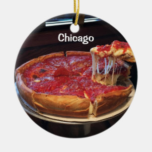 Chicago Style Deep Dish Ceramic Ornament