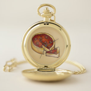 Chicago-Style Deep Dish Pepperoni Pizza Foodie Pocket Watch