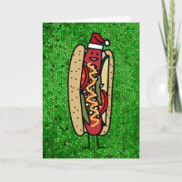Chicago style hot dog Christmas Santa hat