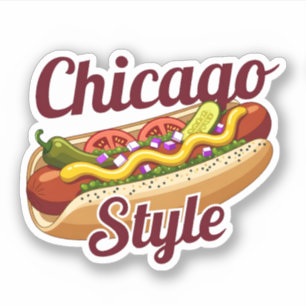 Chicago Style Hot Dog Classic Foodie Illustration Sticker
