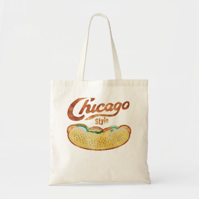 Chicago Style Hot Dog Distressed  Tote Bag (Front)