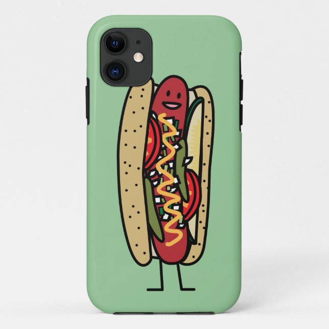 Chicago Style Hot Dog hot red poppy bun mustard Case-Mate iPhone Case (Back)