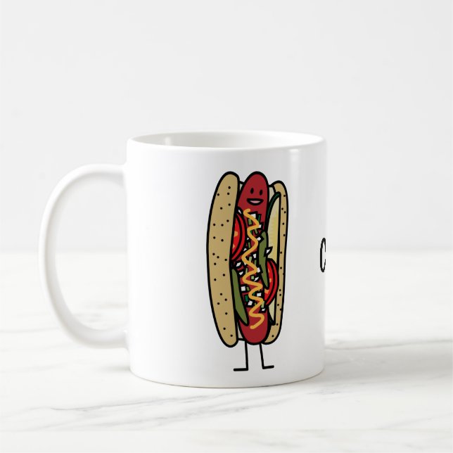 Chicago Style Hot Dog hot red poppy bun mustard Coffee Mug (Left)