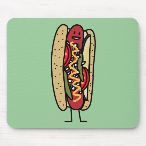 Chicago Style Hot Dog hot red poppy bun mustard Mouse Pad