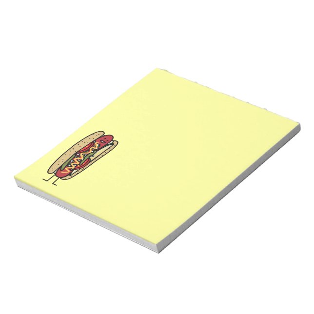 Chicago Style Hot dog hot red poppy bun mustard Notepad (Rotated)