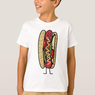 Chicago Style Hot Dog hot red poppy bun mustard T-Shirt