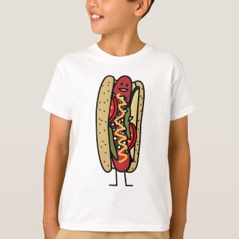 Chicago Style Hot Dog Hot Red Poppy Bun Mustard T-shirt by kitteh03 at Zazzle