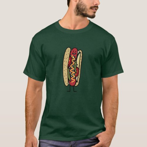 Chicago Style Hot Dog hot red poppy bun mustard T_Shirt