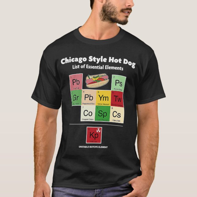 Chicago Style Hot Dog List of Essential Elements M T-Shirt (Front)