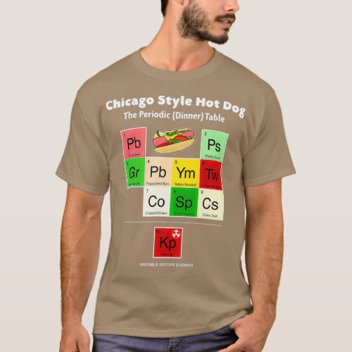 Chicago Style Hot Dog Periodic Table Condiments T_Shirt
