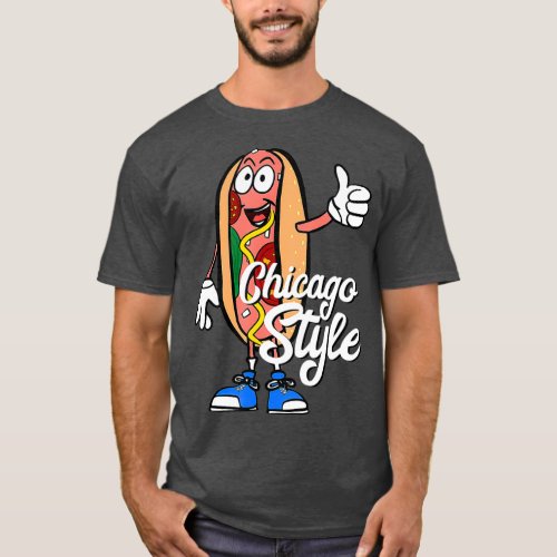 Chicago Style Hot Dog poppy seed bun design T_Shirt