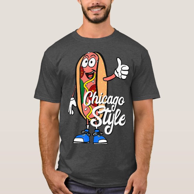 Chicago Style Hot Dog poppy seed bun design T-Shirt (Front)
