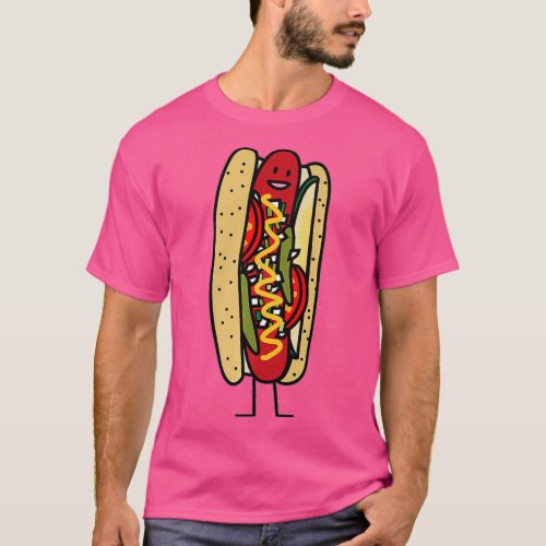 Chicago Style Hot Dog poppy seed bun red hot T_Shirt