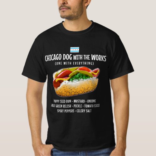 Chicago Style Hot Dog with Everything Relish Musta T_Shirt